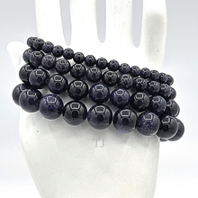 Cargar imagen en el visor de la galería, Blue Gold Sandstone bead bracelet with elastic string, different sizes