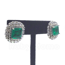 Load image into Gallery viewer, Doublet emerald earrings in sterling silver