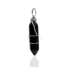 Load image into Gallery viewer, Natural gemstones wire-wrapped point pendant