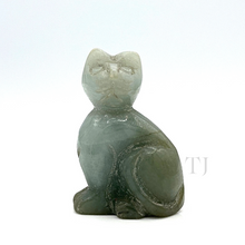 Load image into Gallery viewer, Cat figurine hand-carved with Burmese Jade