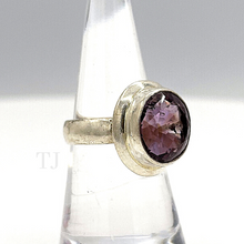 Load image into Gallery viewer, Amethyst faceted round ring in sterling silver