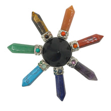 Load image into Gallery viewer, Black Onyx Pyramid with 7 Chakras Energy Generator