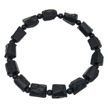 Cargar imagen en el visor de la galería, Black Tourmaline Rough Tube Bracelet with small beads in between