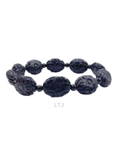将图片加载到图库查看器,Natural gemstone carved bead bracelet (16mm)