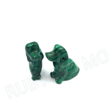 Загрузить изображение в средство просмотра галереи, Hand-Carved Malachite Dog & Cat Figurine