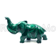 Load image into Gallery viewer, Hand-Carved Malachite Elephant Figurines
