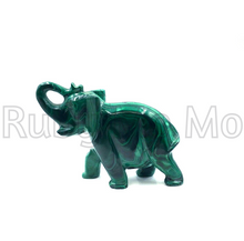 Load image into Gallery viewer, Hand-Carved Malachite Elephant Figurines