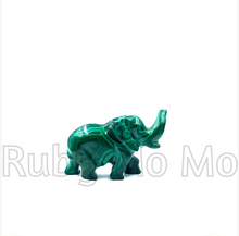 Load image into Gallery viewer, Hand-Carved Malachite Elephant Figurines