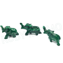 Load image into Gallery viewer, Hand-Carved Malachite Elephant Figurines (small)