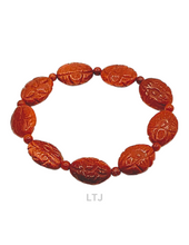 将图片加载到图库查看器,Natural gemstone carved bead bracelet (16mm)