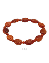 将图片加载到图库查看器,Gold Sandstone Carved Bead Bracelet