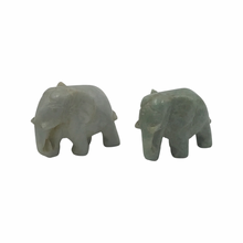 Load image into Gallery viewer, Hand-Carved Burmese Jade Elephant Figurines