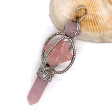 Load image into Gallery viewer, Rose Quartz Merkaba Point Pendant