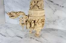 将图片加载到图库查看器,The Majestic Two-Piece Incense Burner: A Divine Display of Mythical Creatures and Deities