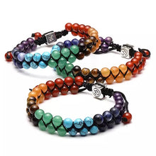 Cargar imagen en el visor de la galería, 7 chakras stones in adjustable weaving bracelets