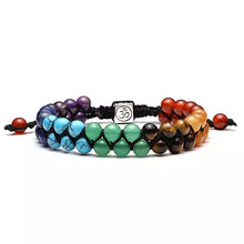 Cargar imagen en el visor de la galería, 7 chakras stones in adjustable weaving bracelet