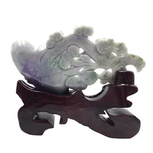 Load image into Gallery viewer, Hand-Carved Burmese Jade Flower Sculpture With Stand