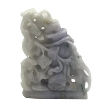 Load image into Gallery viewer, Hand-Carved Burmese Lavender Jade Floral Pot Sculpture