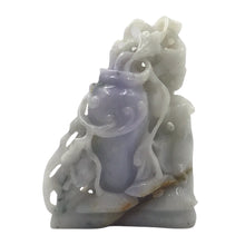 Load image into Gallery viewer, Hand-Carved Burmese Lavender Jade Floral Pot Sculpture