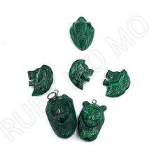 Load image into Gallery viewer, Hand-Carved Malachite Lion's Head Figurines
