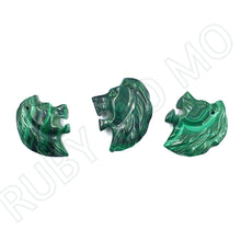 Load image into Gallery viewer, Hand-Carved Malachite Lion's Head Figurines