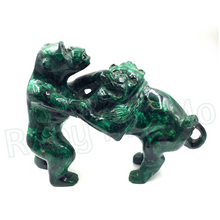 Load image into Gallery viewer, Hand-Carved Malachite Monkey & Lion Figurine