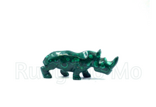 Загрузить изображение в средство просмотра галереи, Hand-Carved Malachite Rhinoceros Figurine