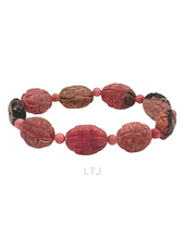 将图片加载到图库查看器,Natural gemstone carved bead bracelet (16mm)