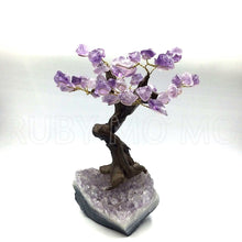 Load image into Gallery viewer, Side view of Amethyst Tree with Amethyst Base (Large)