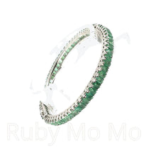 Load image into Gallery viewer, Emerald Bangle Bracelet in sterling silver