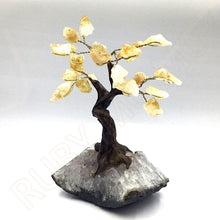 将图片加载到图库查看器,(紫水晶和玫瑰石英)底座中的黄水晶宝石树