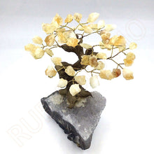 将图片加载到图库查看器,(紫水晶和玫瑰石英)底座中的黄水晶宝石树