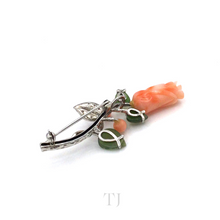 Загрузить изображение в средство просмотра галереи, Italian Salmon Coral Brooch in Sterling Silver