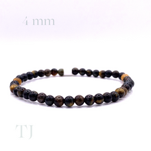 Cargar imagen en el visor de la galería, Blue Tiger's Eye bead bracelet with elastic string, 4 mm