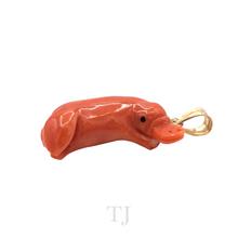 Load image into Gallery viewer, Italian Salmon Coral Platypus Shape Pendant in 14k Gold