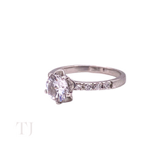 Cargar imagen en el visor de la galería, Diamonique Ring in Sterling Silver Flower Style Frame