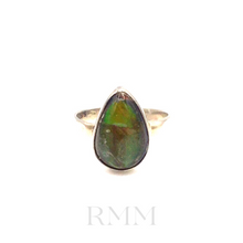 Load image into Gallery viewer, Ammolite Gemstone tear drop Ring in sterling silver