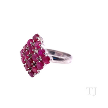 Cargar imagen en el visor de la galería, Ruby in Rhombus Shape Ring in Sterling Silver