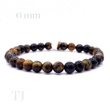 Cargar imagen en el visor de la galería, Blue Tiger's Eye bead bracelet with elastic string, 6 mm