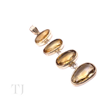将图片加载到图库查看器,Citrine faceted stones in sterling silver setting pendant