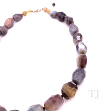 Load image into Gallery viewer, Botswana Agate Faceted Tube Necklace in Sterling Silver