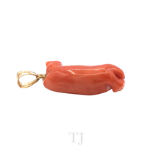 Load image into Gallery viewer, Italian Salmon Coral Platypus Shape Pendant in 14k Gold
