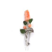 Загрузить изображение в средство просмотра галереи, Italian Salmon Coral Brooch in Sterling Silver