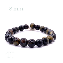 Cargar imagen en el visor de la galería, Blue Tiger's Eye bead bracelet with elastic string, 8mm