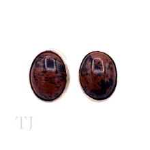 Load image into Gallery viewer, Mahogany Obsidian Earrings in Sterling Silver