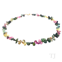 Load image into Gallery viewer, Multi-colored Tourmaline Flower Chip Necklace in 14k Gold