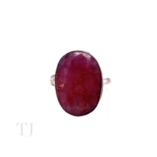 Load image into Gallery viewer, Indian Ruby Oval Cut with Heart Designed Ring in Sterling Silver