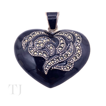 Load image into Gallery viewer, Black Onyx Heart Shape Pendant in Sterling Silver