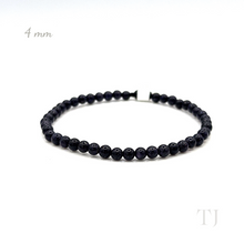 Cargar imagen en el visor de la galería, Blue Gold Sandstone 4 mm bead bracelet with elastic string