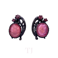 Cargar imagen en el visor de la galería, Ruby Oval Cut Earrings in Sterling Silver